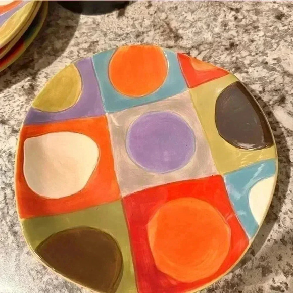 Pier 1 Other - Set of 5 Urban Dots Hand Painted Plates by Pier 1
